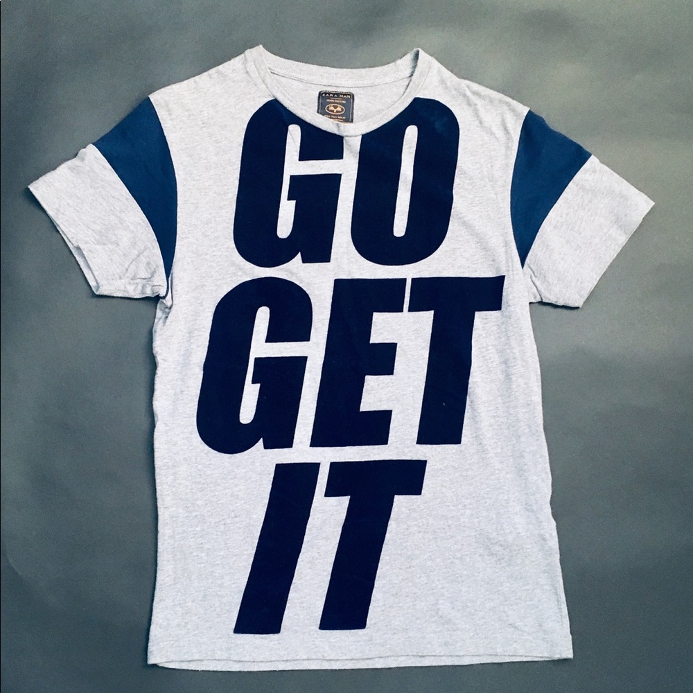 Zara Denim Couture Tshirt “go get it”